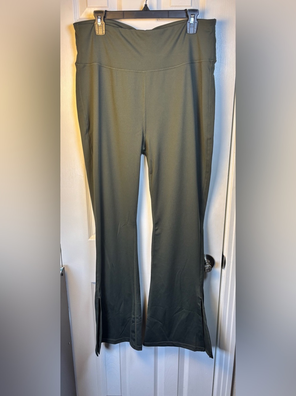 RAG NWOT Olive Green Flare Yoga Pants with Side Slits 1X